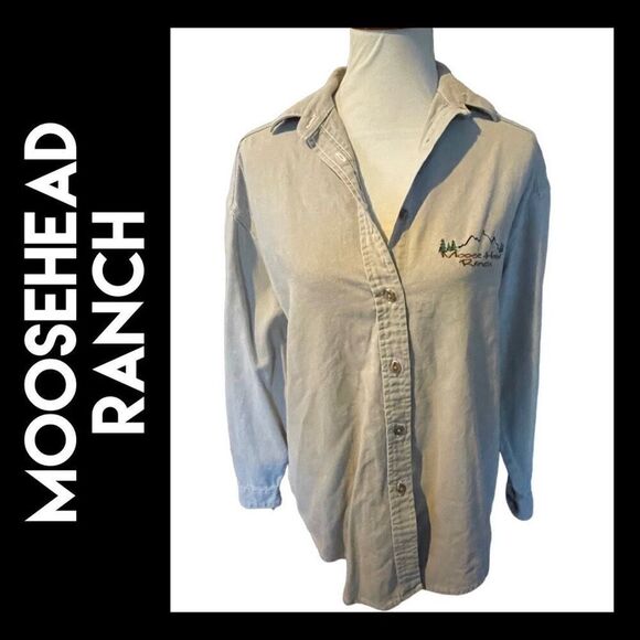 3 Rivers Moosehead Ranch Button Down Sand Colored Long Sleeve 100% Cotton Shirt - Picture 1 of 10